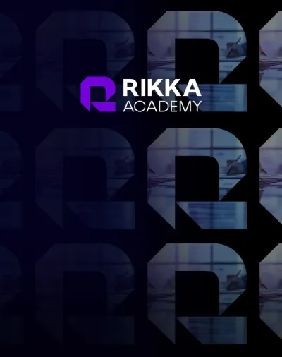 Rikka Academy logo over a repeating Rikka Law icon background with a dark purple overlay representing Rikka Academy's practical legal training platform for lawyer